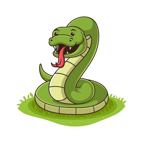 Premium Vector Cartoon Green Snake On White Background