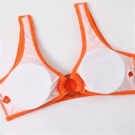 New Two Piece Solid Color Swimsuit High Cut Bikini Set Pleated Fabric Swimwear Alibaba