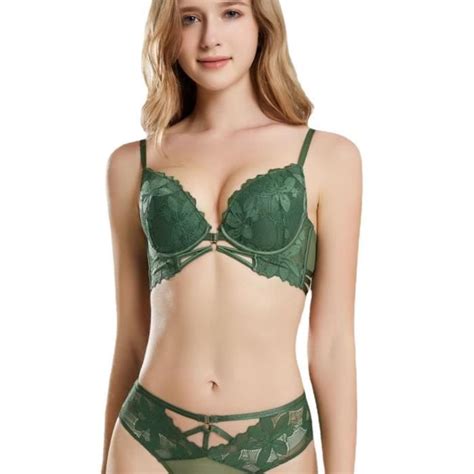 Ensemble Lingerie Femme Dentelle Sexy KJEHOME Vert Maintien Parfait Et Effet Rehaussant