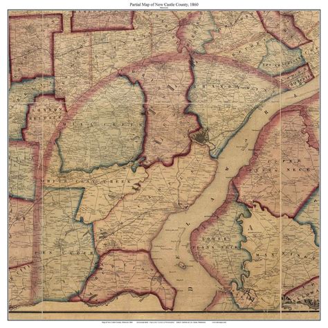 New Castle County Delaware 1860 - Partial Map - Old Map Custom Print