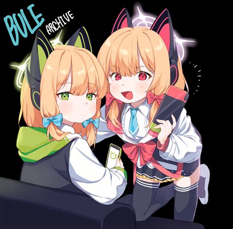 Safebooru Girls Absurdres Blonde Hair Blue Archive Blush Cat Ear Headphones Cellphone Fang