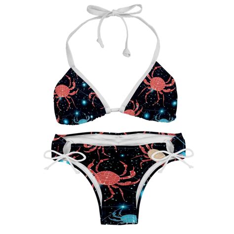 Cancer Constellation Swimsuit Women Bikinis Detachable Sponge Adjustable Strap Bikini Set Two