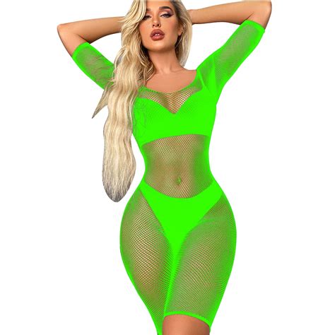 Yuhaotin White Lingerie Bridal Set Women Lingerie Fishnet Bodysuit Mesh