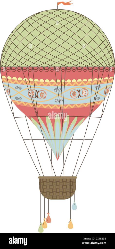 Hot Air Balloon Flight Retro Airship For Wanderlust Adventure Color