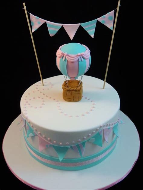 Sur Pinterest Hot Air Balloon Baby Shower Cake Balloon And Bunting Cake Balloon Is Accro Jeux