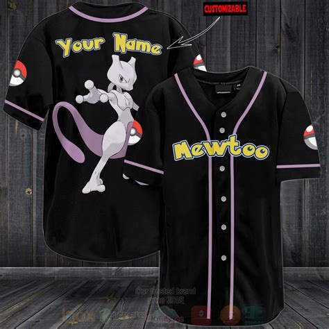 HOT Mewtwo Pokemon Custom Name AOP Baseball Jersey Boxbox Branding Luxury T Shirts Online In USA