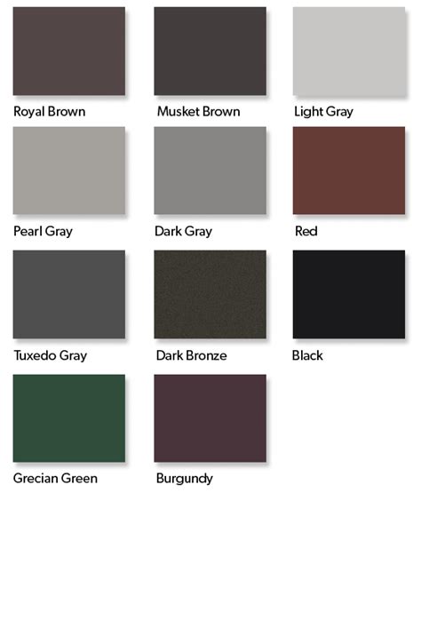 Color Chart — Wilco Gutter Supply Artofit