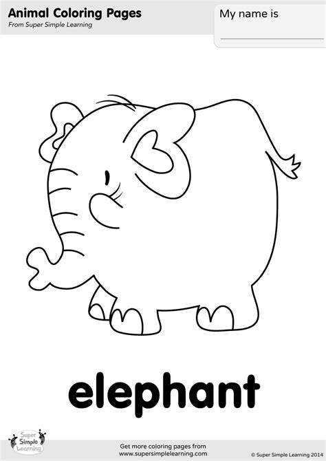 Elephant Coloring Page - Super Simple