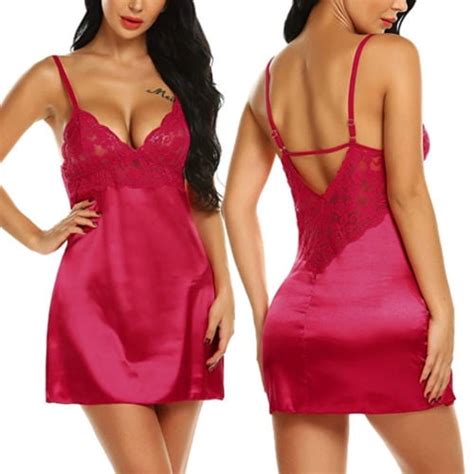 Nokiwiqis Sexy Lingerie Women Silk Lace Dress Babydoll Nightdress Nightgown Sleepwear Walmart
