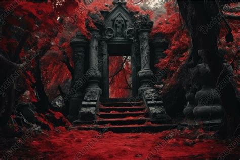 Mysterious Tomb Skull Red Generate Ai