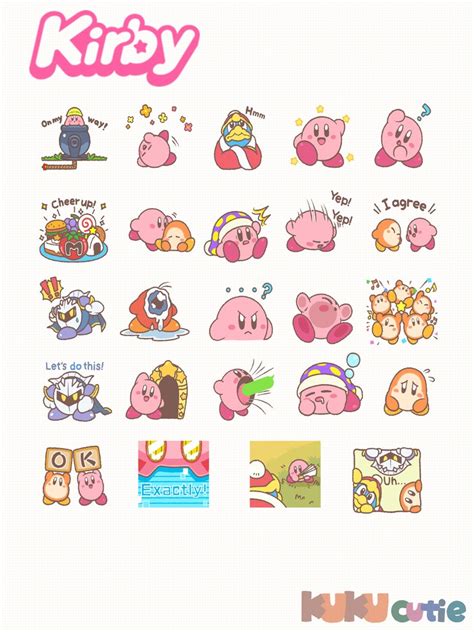 Kirby Stickers Cute Doodle Icon Digital Stickers Whatsapp