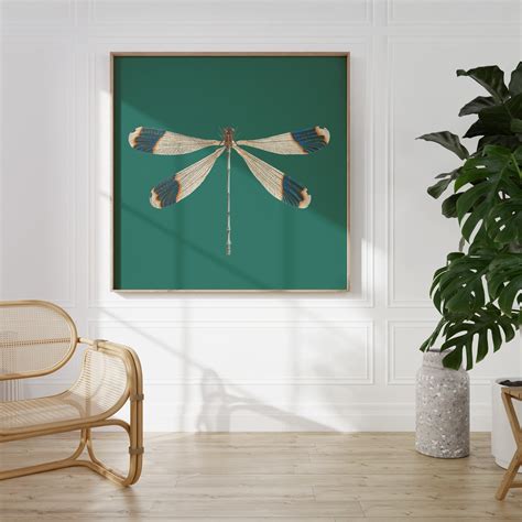 Dragonfly Printable Wall Art Emerald Green Poster Download Etsy