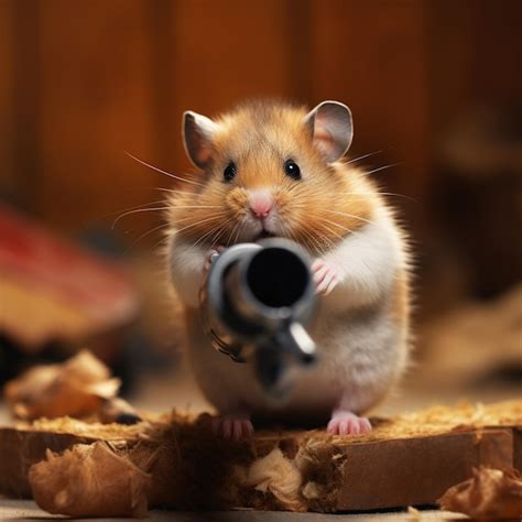 Premium AI Image There Is A Hamster That Is Holding A Gun In Its