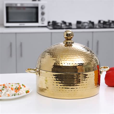 Royalford RF L Stainless Steel Monarch Dome Hot Pot Insulated Serving Dish With Lid