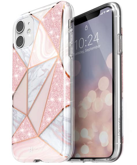 Vena Iphone 11 Marble Glitter Case Melange Glitter Marble Bumper Protective Case Marble Rose