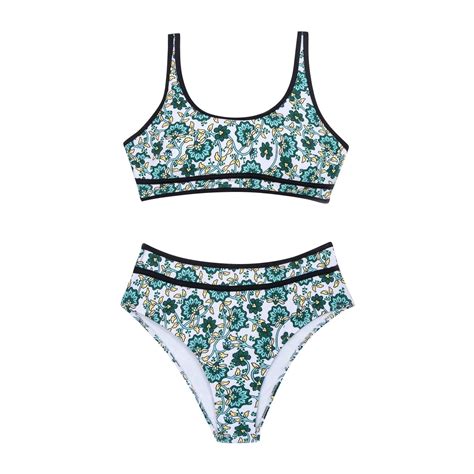 Youyipin Womens Fashion Underwire Bikini Floral High Cut Bikini Set V Wired Two Piece Swimsuit
