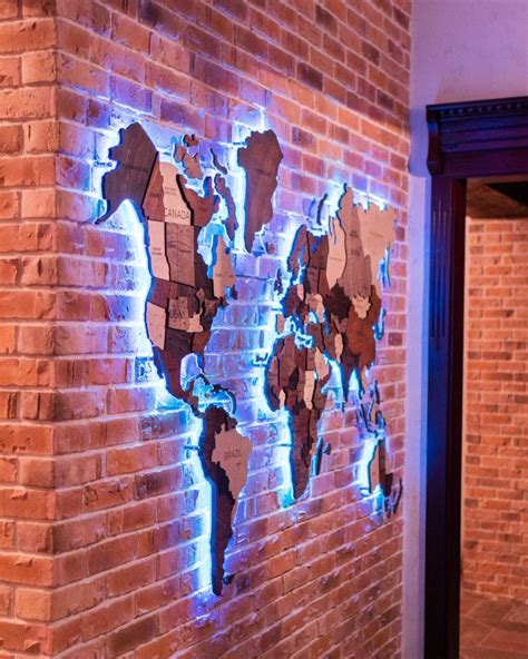 LED World Map Wooden Wall Map Anniversary Gift For Her World | Etsy in