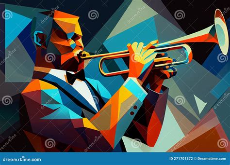 Afro American Male Jazz Musician Trombonist Playing A Brass Trombone In