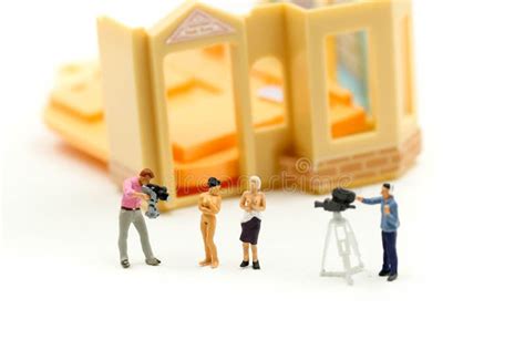 Miniature People Cameraman And Photographer Trying To Take A Photo With Beautiful Nude Topless