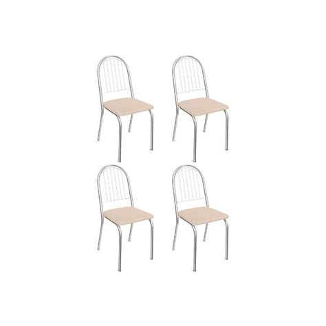 Kit 4 Cadeiras De Cozinha Noruega 4C077 4 Un Cromado Courano Nude Kappesberg MadeiraMadeira