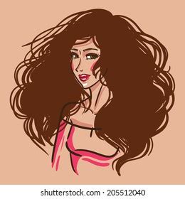 Sexy Fashion Brunette Girl Sketch Hand Stock Vector Royalty Free 205512040 Shutterstock