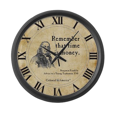 Benjamin Franklin Large Wall Clock Time Is Money By Colonialamerica