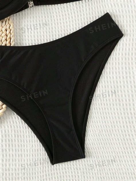 Shein Swim Summer Beach Ensemble De Bikini Deux Pi Ces Une Paule Pour Femme Festival De