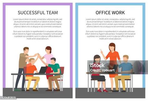 Tim Sukses Office Kumpulan Kerja Pekerja Poster Ilustrasi Stok Unduh