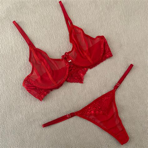 Lingerie Plus Size De Tule Transparente Aro Conjunto Calcinha Fio Dental Plus Size Sexy E