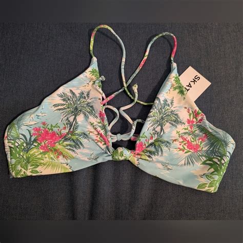 Skatie Swim Skatie Sarah Bikini Top Xl String Bikini Tropical Palm