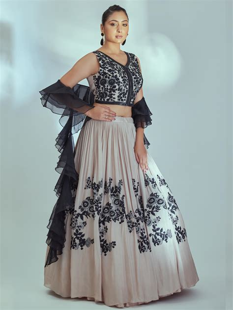 Nude And Black Embroidered Lehenga Set Suruchi Parakh East Boutique