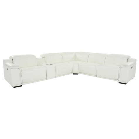 Davis 20 White Leather Power Reclining Sectional With 6pcs2pwr El