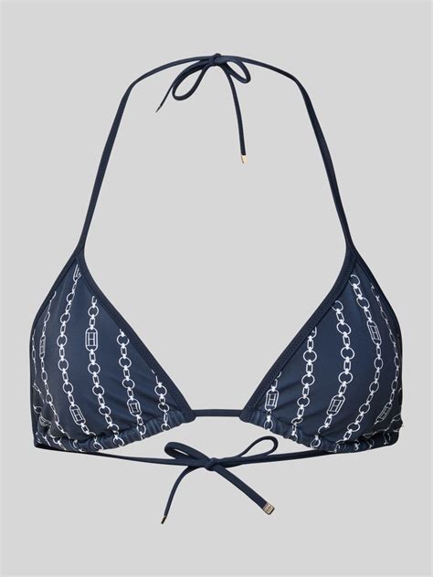 Kup online TOMMY HILFIGER Top bikini z wiązaniem na szyi granatowy