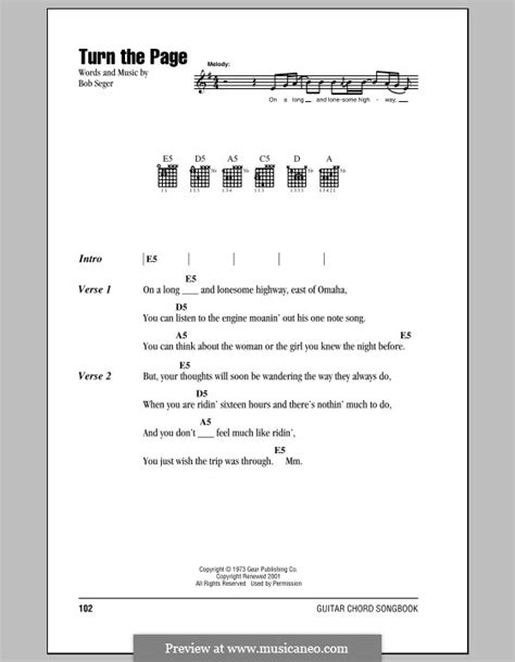 Bob Seger Turn The Page Guitar Chords