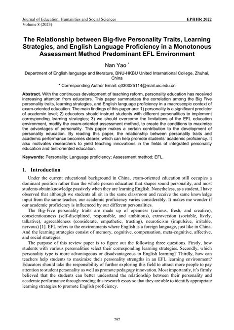 Pdf The Relationship Between Big Five Personality Traits Learning