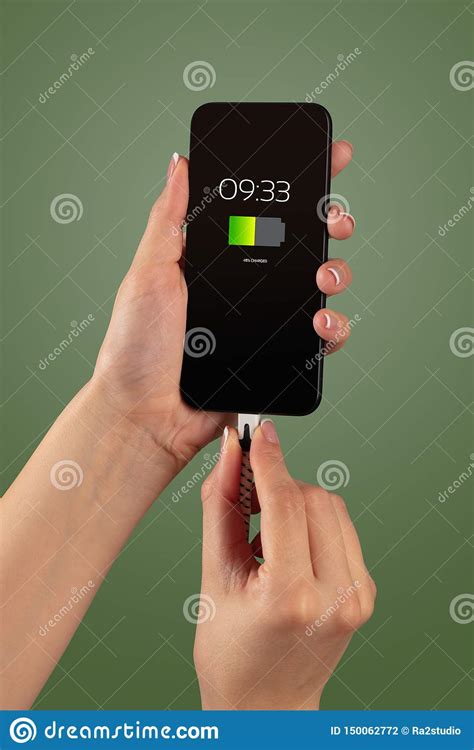 Hand Charging Phone Stock Photo Image Of Black Holding 150062772