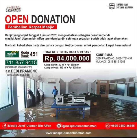Donasi Pengadaan Karpet Masjid Yang Terendam Banjir Atmago