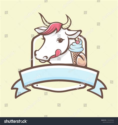 Cute Cow Ice Cream Stock Vector Royalty Free 1136765924 Shutterstock