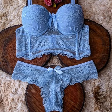 Conjunto Lingerie de Luxo Íris Calcinha e Sutiã Soutien Fio Dental Shopee Brasil