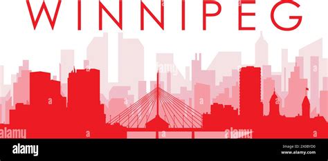 Red Panoramic City Skyline Poster Of Winnipeg Canada Stock Vector