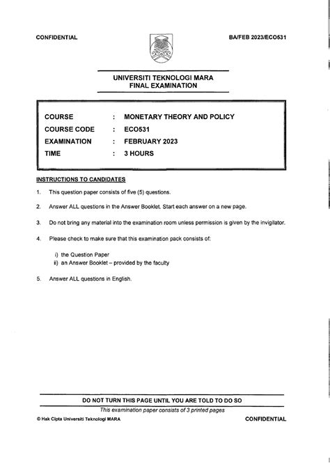 Faculty Business Management 2023 Session 1 Degree Eco531