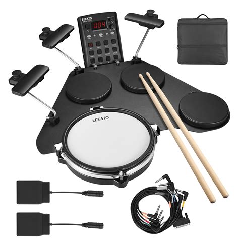 LEKATO Electronic Drum Set w/ Quiet Mesh Snare Drum Pads 220+ Sounds ...