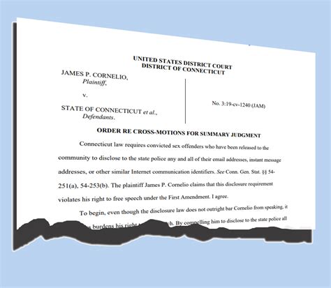 Opinion On CT Sex Offender Registry Laws And The First Amendment