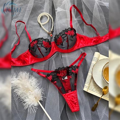 Kimi Women S Exquisite Fine Panties And Lace Bra Set Erotic Lingerie In Floral Design Shopee
