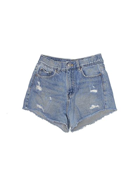 Zara Solid Blue Denim Shorts Size 10 53 Off Thredup