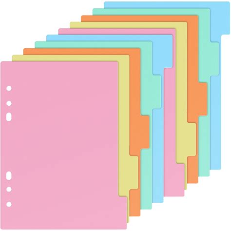 Mrless 10 Plastic Binder Dividers With Classified Labels For A5 Planner