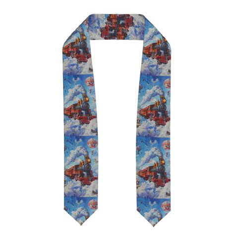 Daiia Cartoon Train Hot Air Balloon Pattern Graduation Shawl Stole