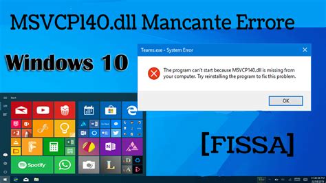 Fix MSVCP140 Dll Mancante Errore Non Trovato In Windows 10