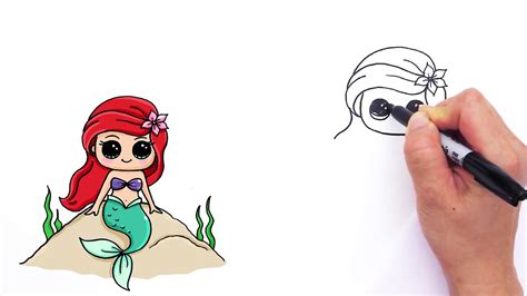 How To Draw Ariel Mermaid Step By Step Art Bonkers