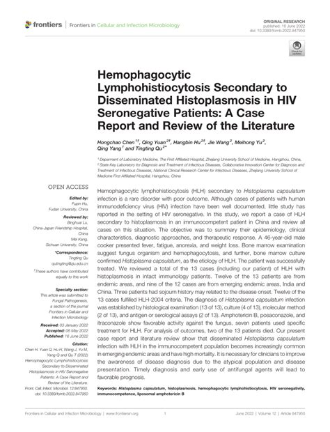 Pdf Hemophagocytic Lymphohistiocytosis Secondary To Disseminated Histoplasmosis In Hiv